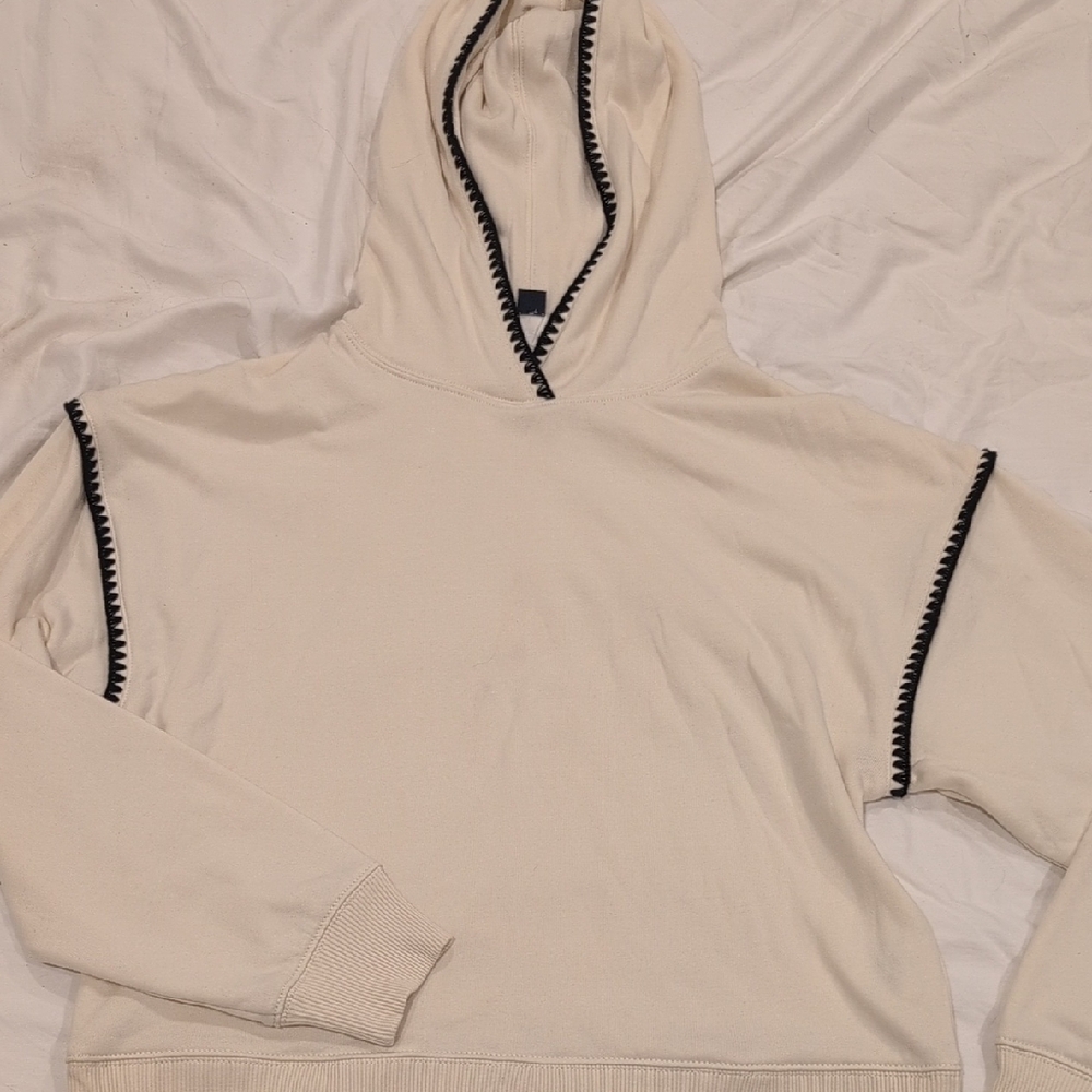 American Eagle Outfitters Cream Sweater with Black Trim